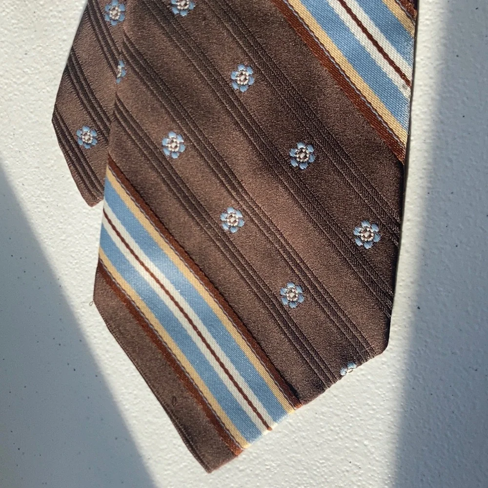 Vintage 80s clip on tie stripes and floral design